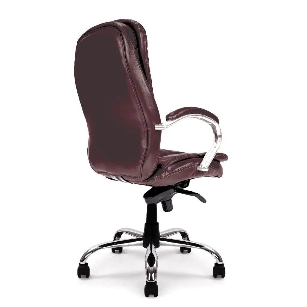 Nautilus Designs Santiago High Back Italian Leather Faced Synchronous Executive Chair With Integrated Headrest & Fixed Arms Brown - DPA618KTAG/BW