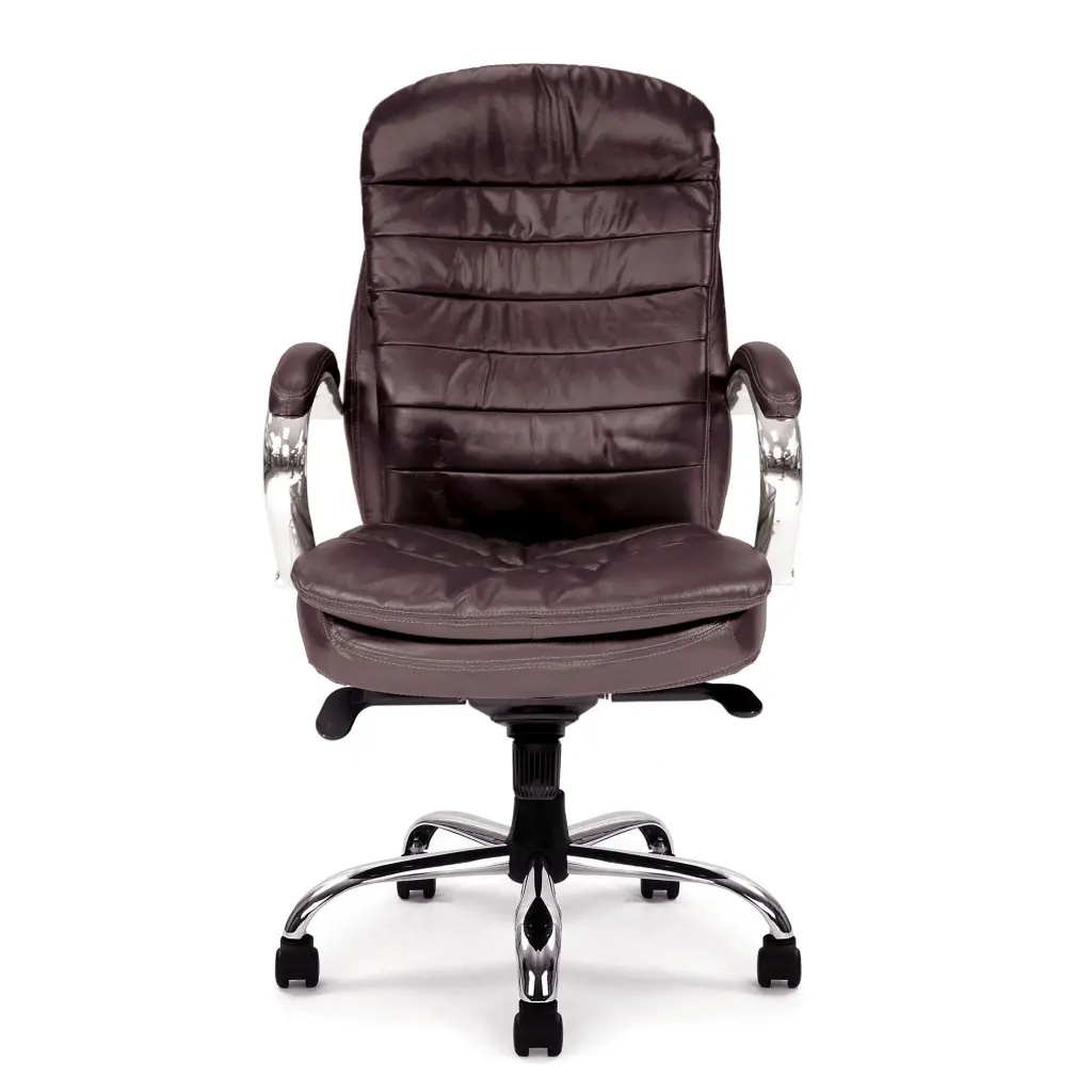 Nautilus Designs Santiago High Back Italian Leather Faced Synchronous Executive Chair With Integrated Headrest & Fixed Arms Brown - DPA618KTAG/BW