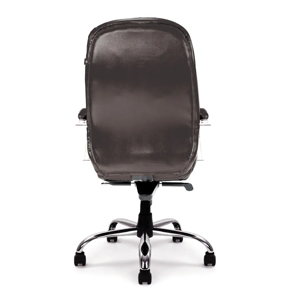 Nautilus Designs Santiago High Back Italian Leather Faced Synchronous Executive Chair With Integrated Headrest & Fixed Arms Black - DPA618KTAG/LBK