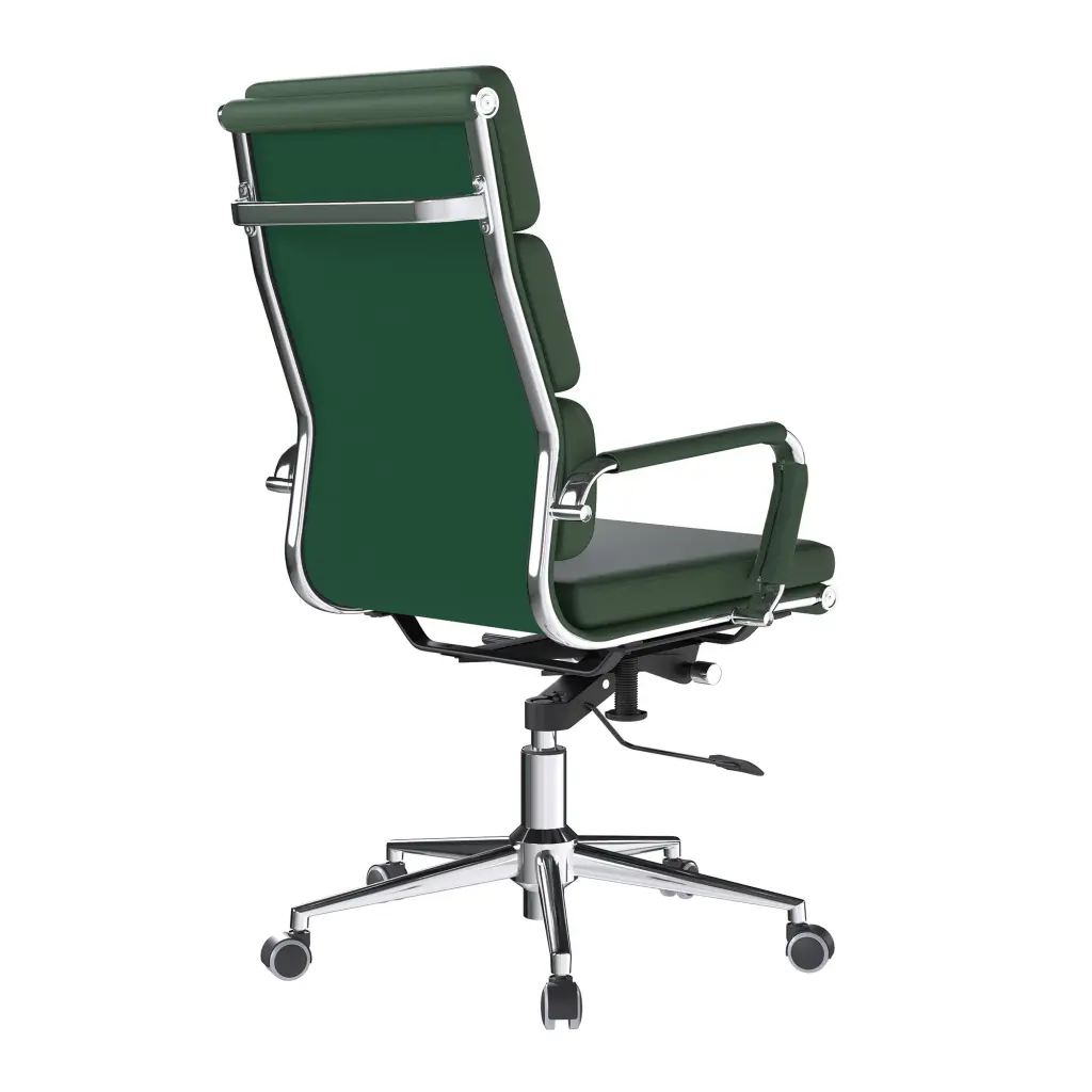 Nautilus Designs Avanti High Back Bonded Leather Executive Office Chair With Individual Back Cushions and Fixed Arms Green - BCL/6003/FGN