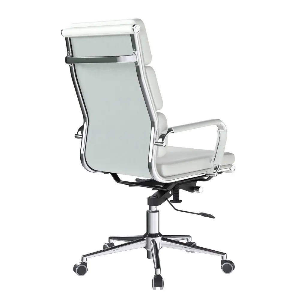 Nautilus Designs Avanti High Back Bonded Leather Executive Office Chair With Individual Back Cushions and Fixed Arms White - BCL/6003/WH