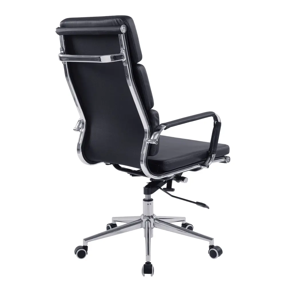 Nautilus Designs Avanti High Back Bonded Leather Executive Office Chair With Individual Back Cushions and Fixed Arms Black - BCL/6003/BK