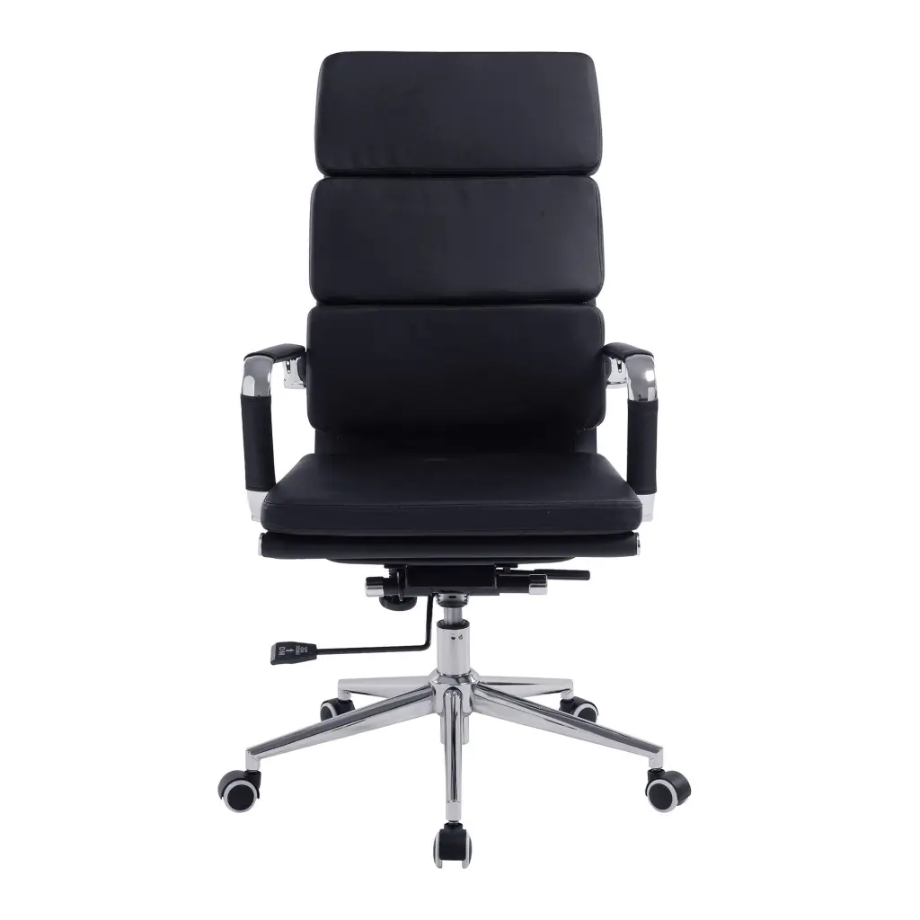 Nautilus Designs Avanti High Back Bonded Leather Executive Office Chair With Individual Back Cushions and Fixed Arms Black - BCL/6003/BK