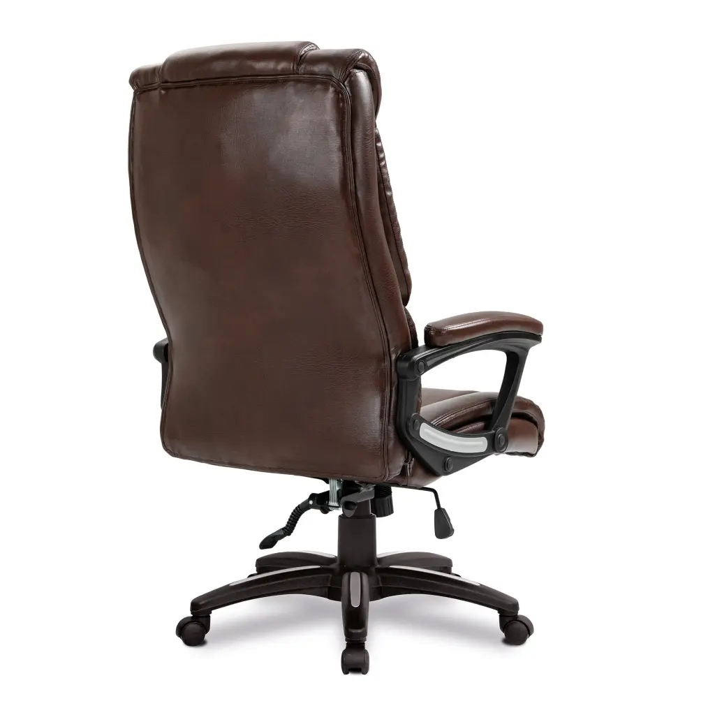 Nautilus Designs Titan Oversized High Back Leather Effect Executive Office Chair With Integral Headrest and Fixed Arms Brown - BCP/G344/BW