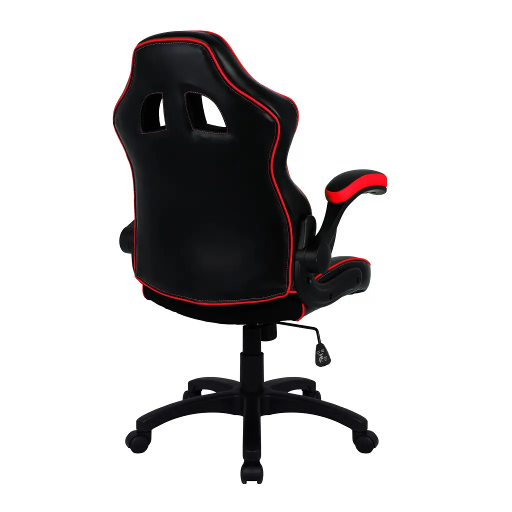 Nautilus Designs Predator Ergonomic Gaming Style Office Chair with Folding Arms and Integral Headrest & Lumbar Support Black/Red - BCP/H600/BK/RD