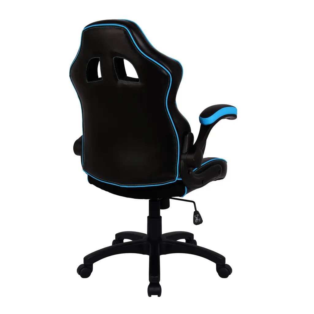 Nautilus Designs Predator Ergonomic Gaming Style Office Chair with Folding Arms and Integral Headrest & Lumbar Support Black/Blue - BCP/H600/BK/BL