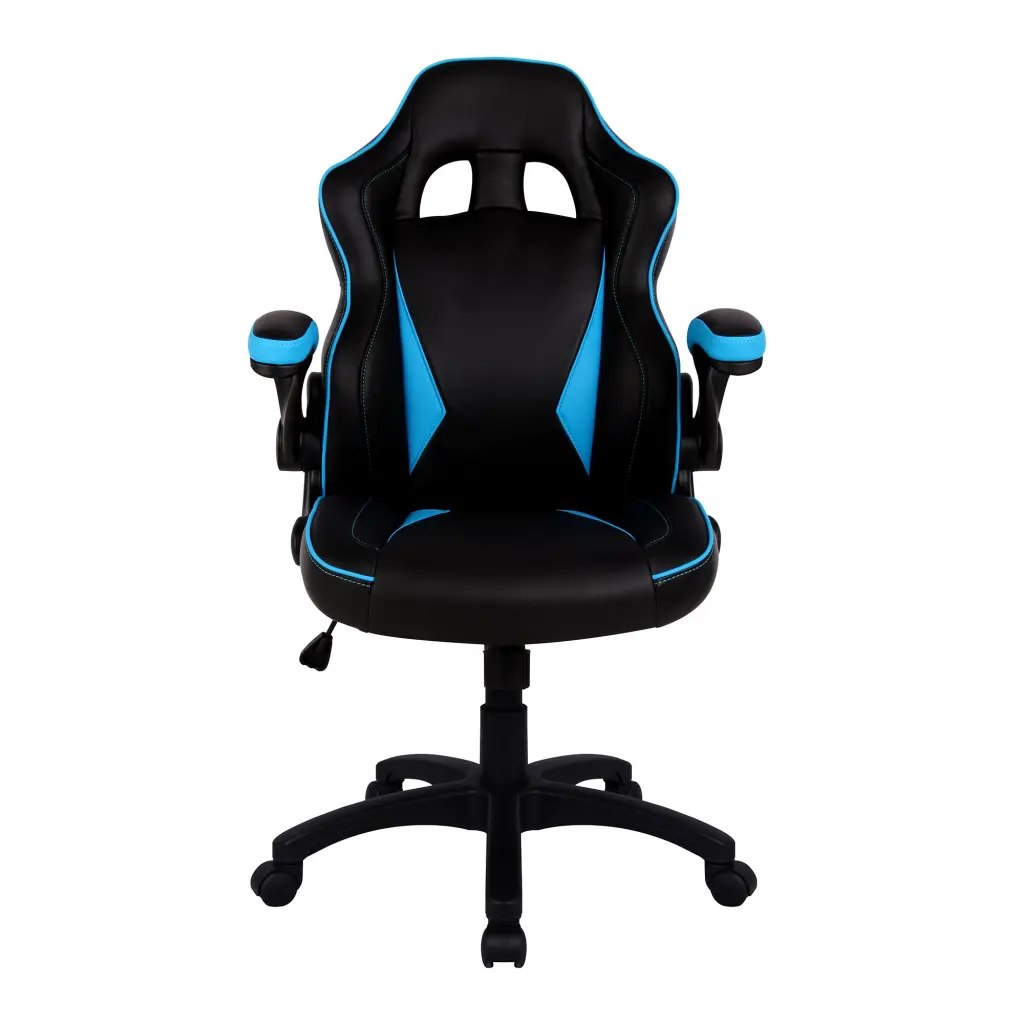 Nautilus Designs Predator Ergonomic Gaming Style Office Chair with Folding Arms and Integral Headrest & Lumbar Support Black/Blue - BCP/H600/BK/BL