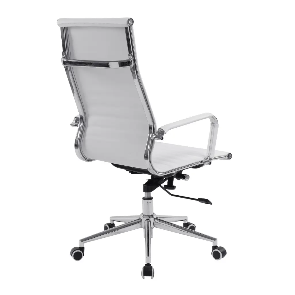 Nautilus Designs Aura Contemporary High Back Bonded Leather Executive Office Chair With Fixed Arms White - BCL/9003/WH