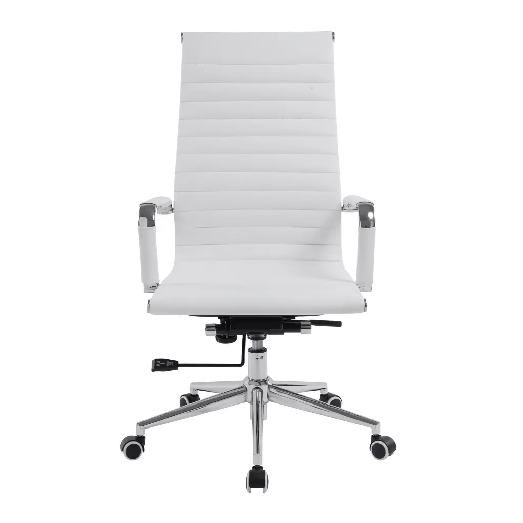 Nautilus Designs Aura Contemporary High Back Bonded Leather Executive Office Chair With Fixed Arms White - BCL/9003/WH