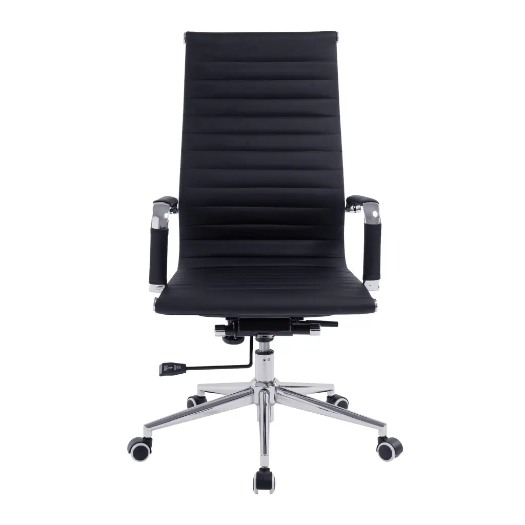 Nautilus Designs Aura Contemporary High Back Bonded Leather Executive Office Chair With Fixed Arms Black - BCL/9003/BK