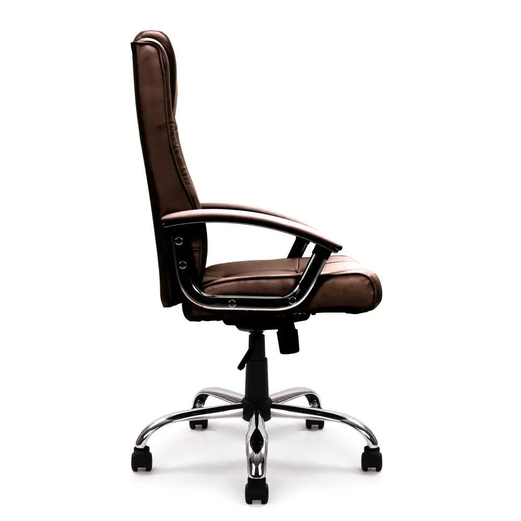 Nautilus Designs Westminster High Back Leather Faced Executive Office Chair With Integral Headrest and Fixed Arms Brown - DPA2008ATG/LBW