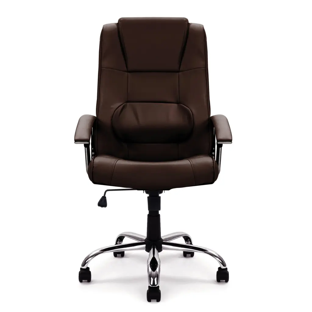 Nautilus Designs Westminster High Back Leather Faced Executive Office Chair With Integral Headrest and Fixed Arms Brown - DPA2008ATG/LBW