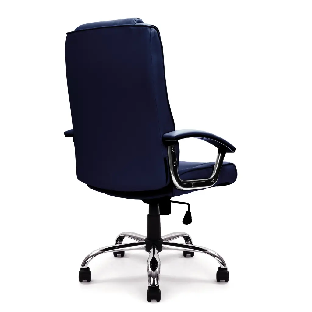 Nautilus Designs Westminster High Back Leather Faced Executive Office Chair With Integral Headrest and Fixed Arms Blue - DPA2008ATG/LBL