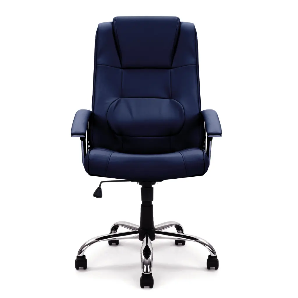 Nautilus Designs Westminster High Back Leather Faced Executive Office Chair With Integral Headrest and Fixed Arms Blue - DPA2008ATG/LBL