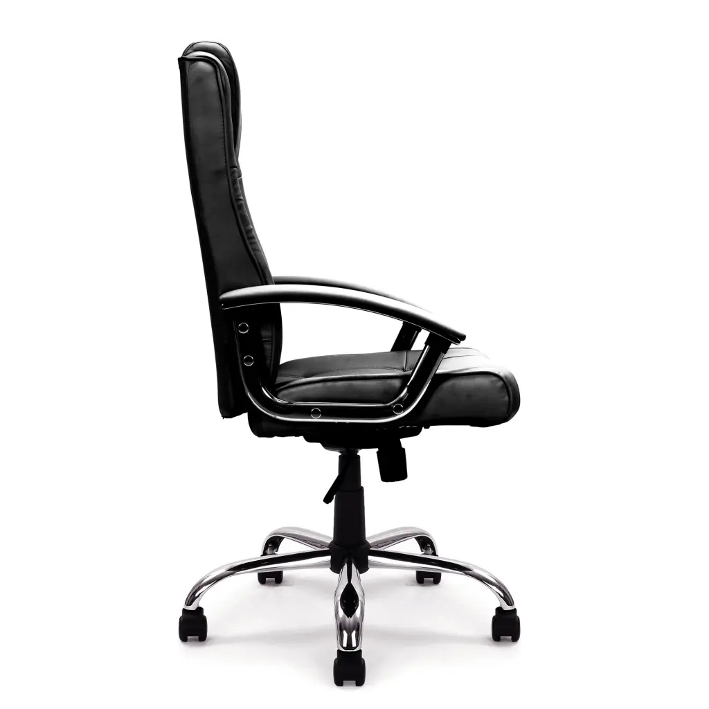 Nautilus Designs Westminster High Back Leather Faced Executive Office Chair With Integral Headrest and Fixed Arms Black - DPA2008ATG/LBK