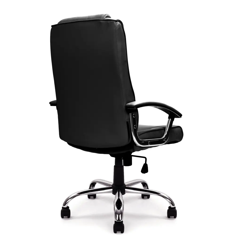 Nautilus Designs Westminster High Back Leather Faced Executive Office Chair With Integral Headrest and Fixed Arms Black - DPA2008ATG/LBK