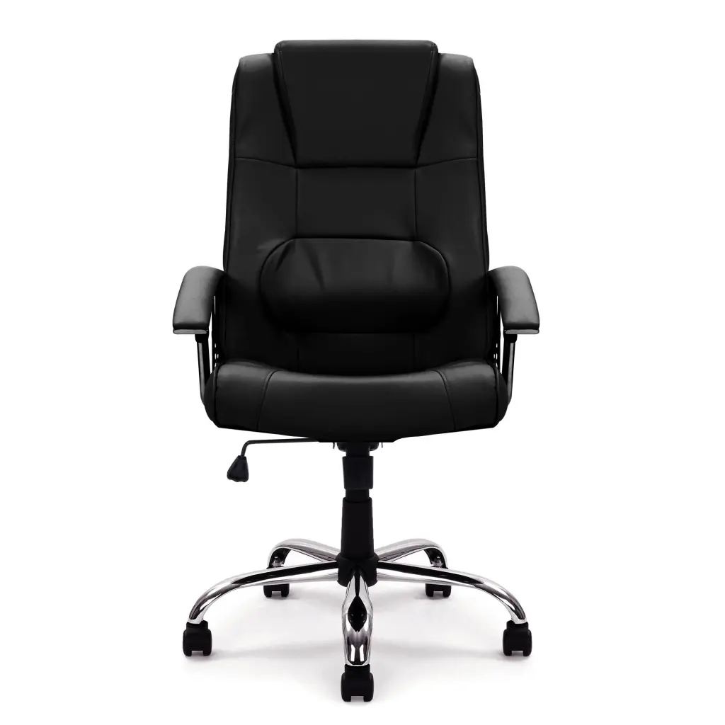 Nautilus Designs Westminster High Back Leather Faced Executive Office Chair With Integral Headrest and Fixed Arms Black - DPA2008ATG/LBK