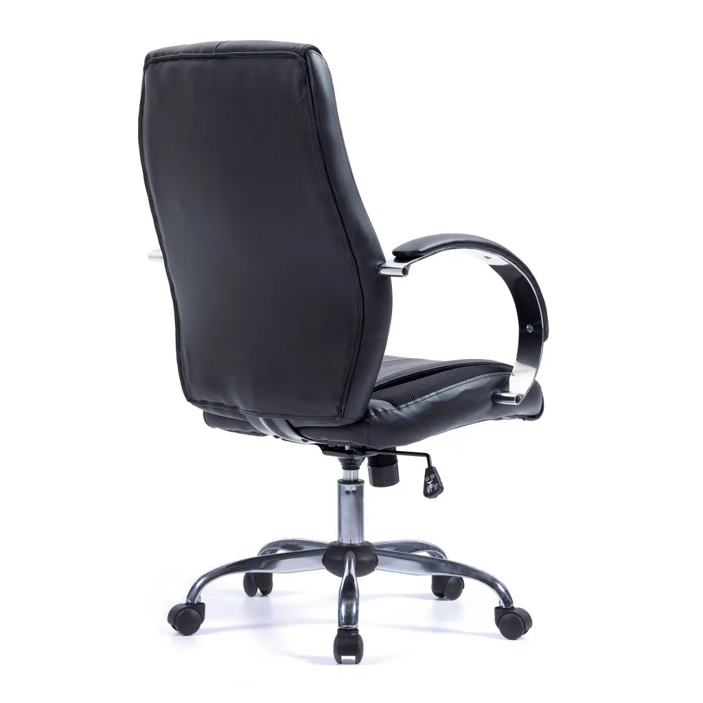 Nautilus Designs Hastings High Back Bonded Leather Executive Office Chair With Mesh Panel Detailing and Fixed Arms Black - BCL/B425/BK