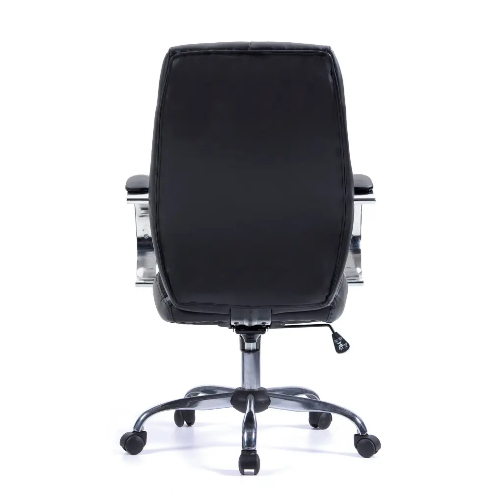 Nautilus Designs Hastings High Back Bonded Leather Executive Office Chair With Mesh Panel Detailing and Fixed Arms Black - BCL/B425/BK