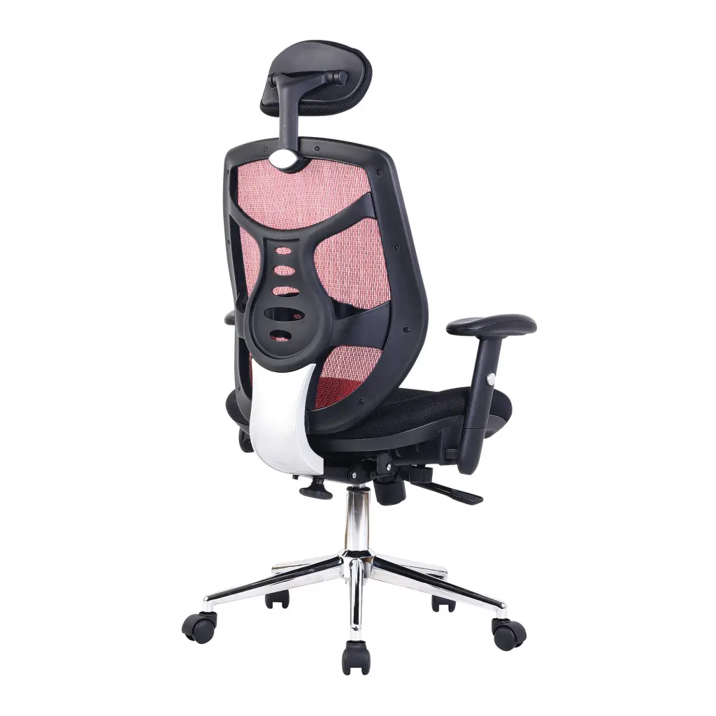 Nautilus Designs Polaris High Back Mesh Synchronous Executive Office Chair With Adjustable Headrest and Height Adjustable Arms Red - BCM/K113/RD