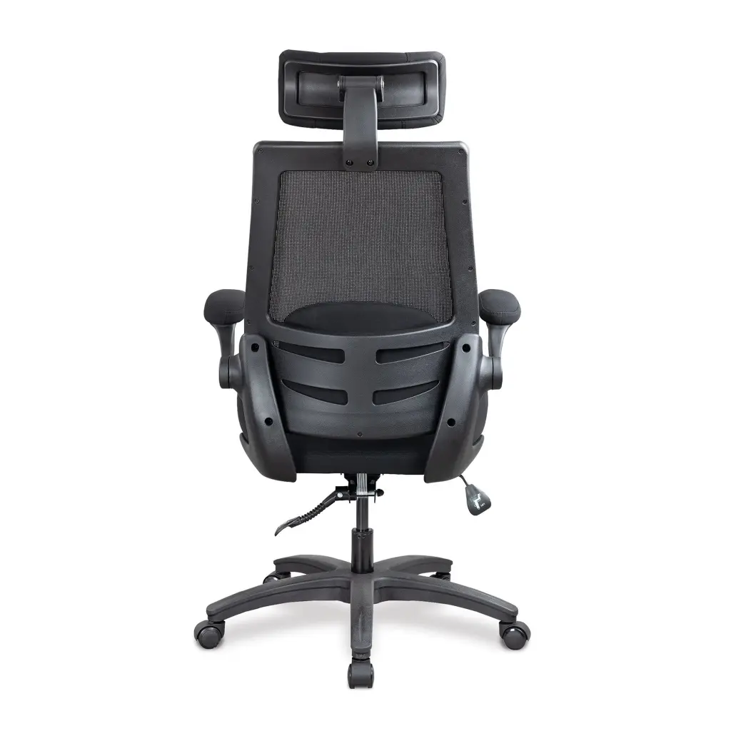 Nautilus Designs Resolute High Back 24 Hour Mesh Task Operator Office Chair With Folding Arms and Optional Headrest Black - BCM/L1305/BK