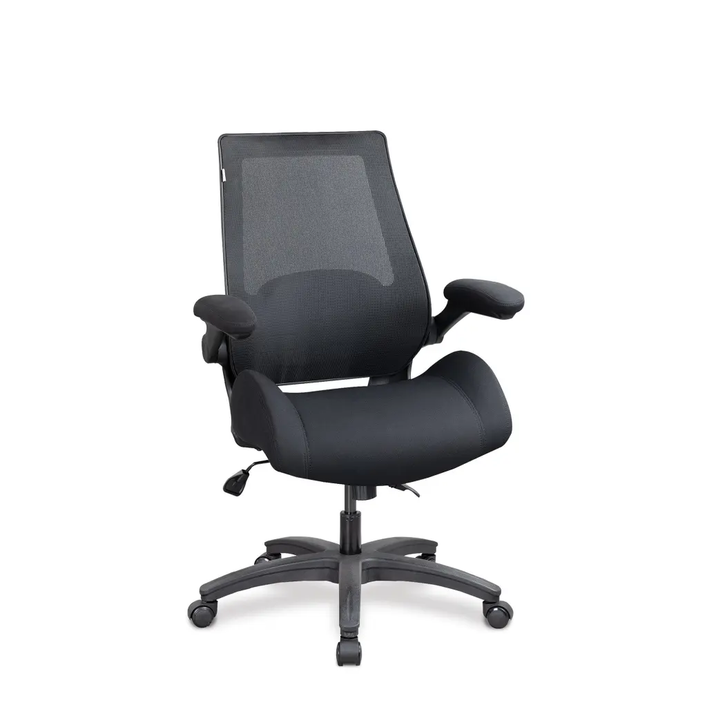 Nautilus Designs Resolute High Back 24 Hour Mesh Task Operator Office Chair With Folding Arms and Optional Headrest Black - BCM/L1305/BK