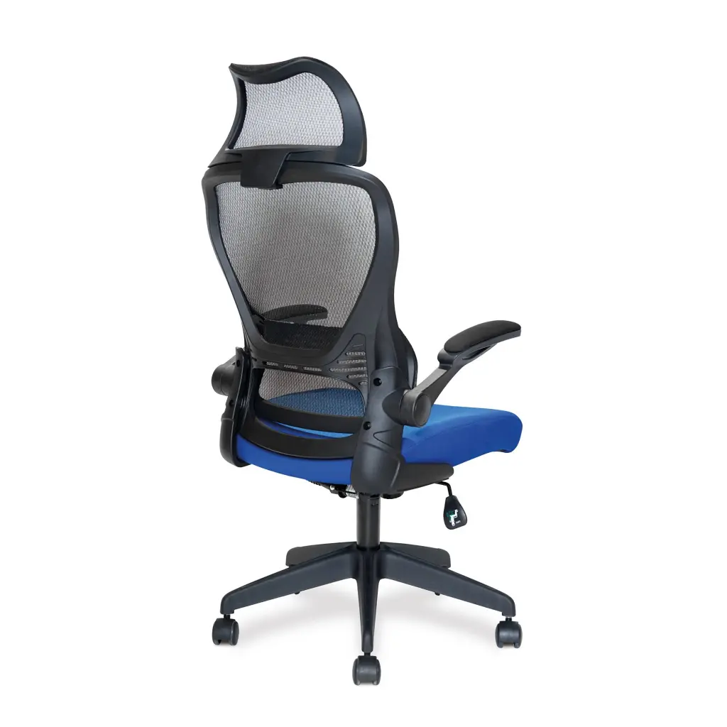 Nautilus Designs Canis High Back Mesh Task Operator Office Chair With Moulded Foam Seat Folding Arms and Optional Headrest Blue - BCM/K540/BK-BL