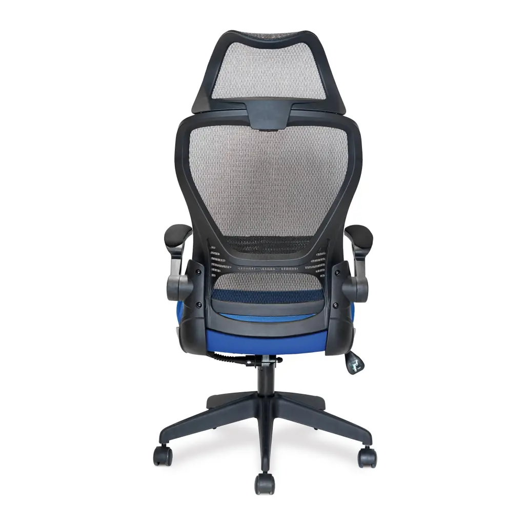 Nautilus Designs Canis High Back Mesh Task Operator Office Chair With Moulded Foam Seat Folding Arms and Optional Headrest Blue - BCM/K540/BK-BL