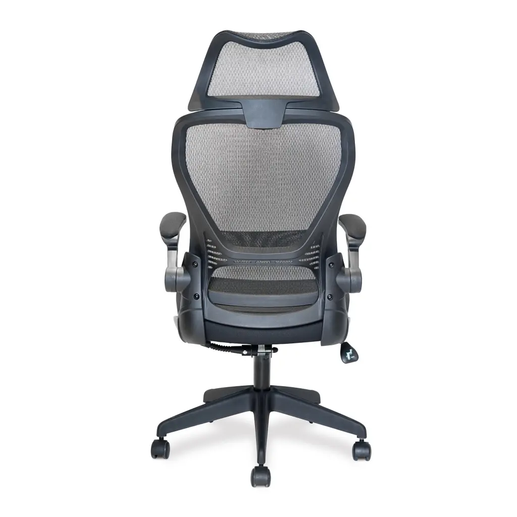 Nautilus Designs Canis High Back Mesh Task Operator Office Chair With Moulded Foam Seat Folding Arms and Optional Headrest Black - BCM/K540/BK