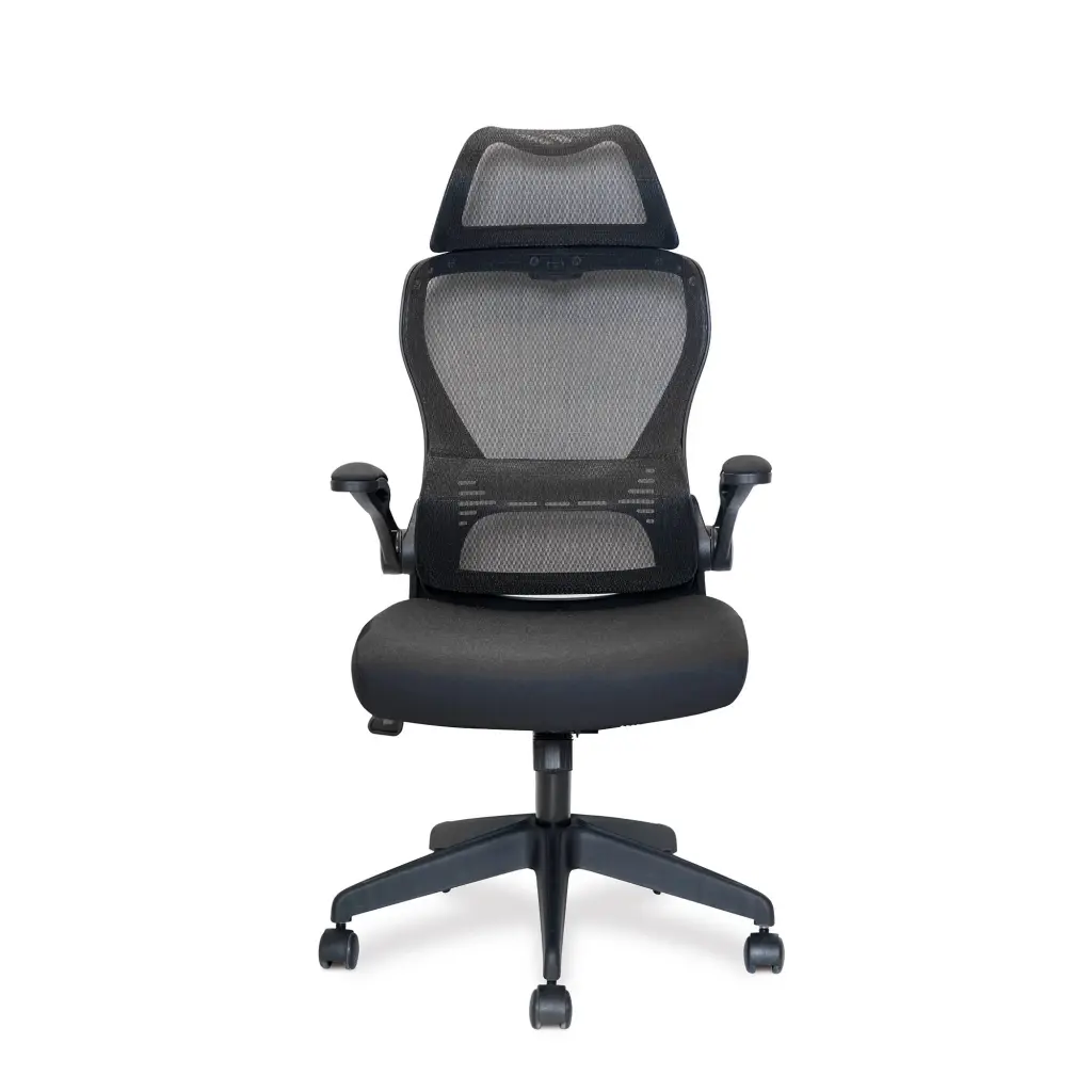 Nautilus Designs Canis High Back Mesh Task Operator Office Chair With Moulded Foam Seat Folding Arms and Optional Headrest Black - BCM/K540/BK