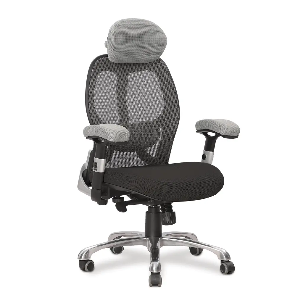 Nautilus Designs Ergo Luxury High Back Ergonomic Mesh Executive Operator Office Chair Grey/Black - Certified for 24 Hour Use - DPA/ERGO/GY-BK