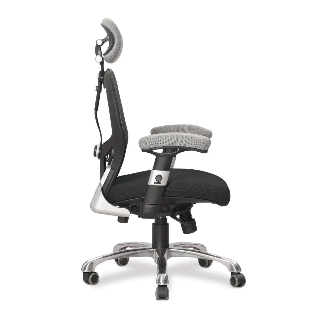 Nautilus Designs Ergo Luxury High Back Ergonomic Mesh Executive Operator Office Chair Grey/Black - Certified for 24 Hour Use - DPA/ERGO/GY-BK