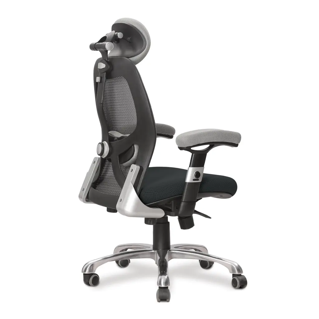 Nautilus Designs Ergo Luxury High Back Ergonomic Mesh Executive Operator Office Chair Grey/Black - Certified for 24 Hour Use - DPA/ERGO/GY-BK