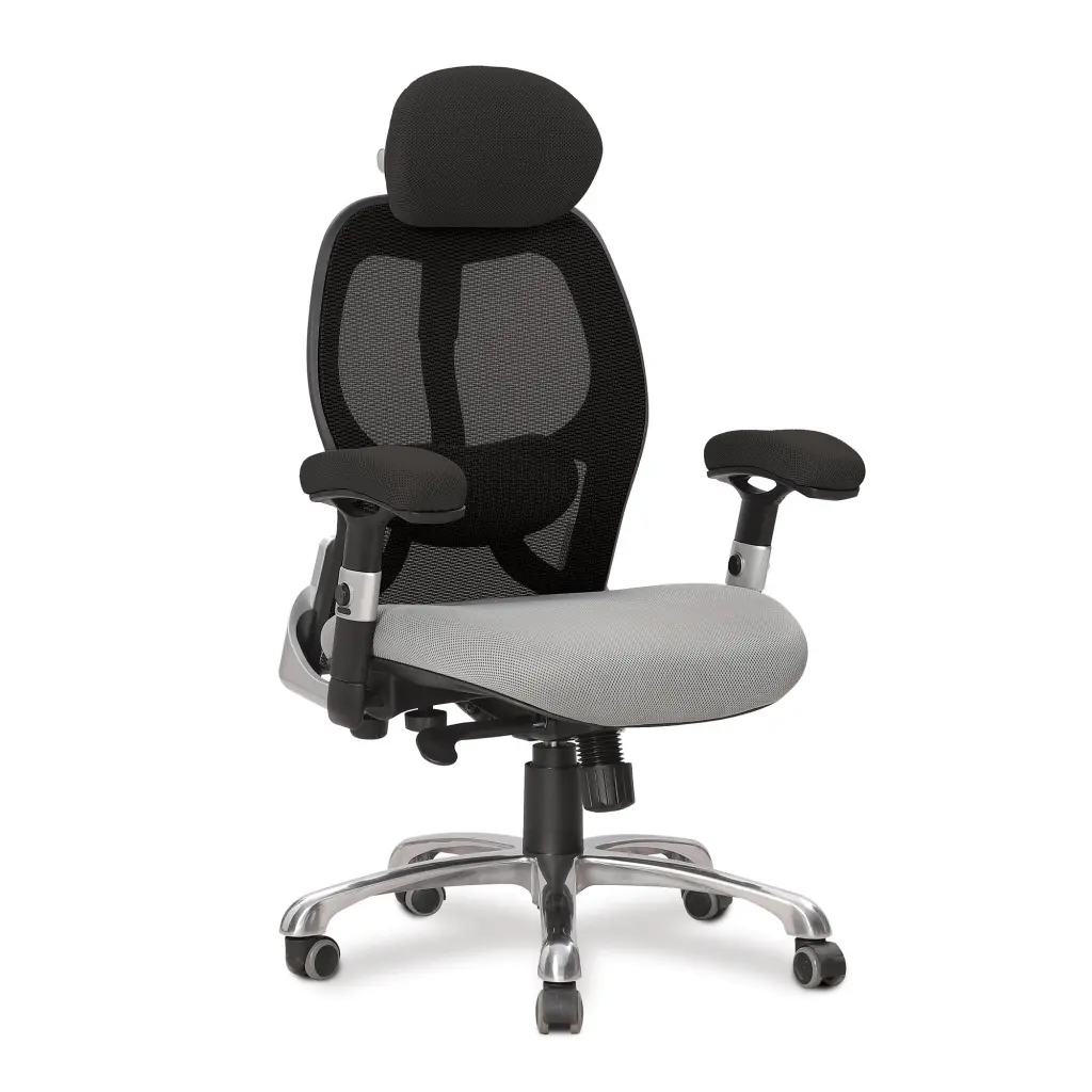 Nautilus Designs Ergo Luxury High Back Ergonomic Mesh Executive Operator Office Chair Black/Grey - Certified for 24 Hour Use - DPA/ERGO/BK-GY