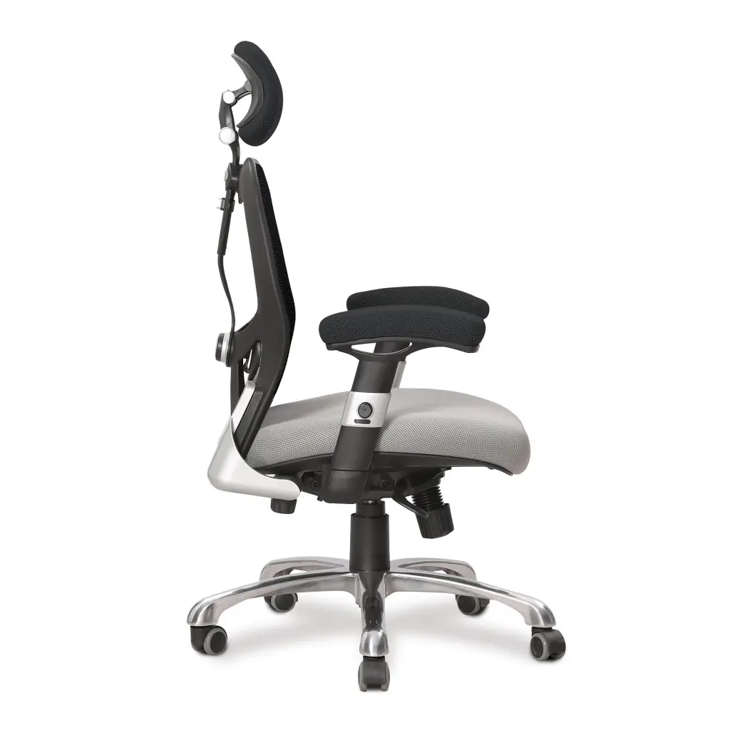 Nautilus Designs Ergo Luxury High Back Ergonomic Mesh Executive Operator Office Chair Black/Grey - Certified for 24 Hour Use - DPA/ERGO/BK-GY