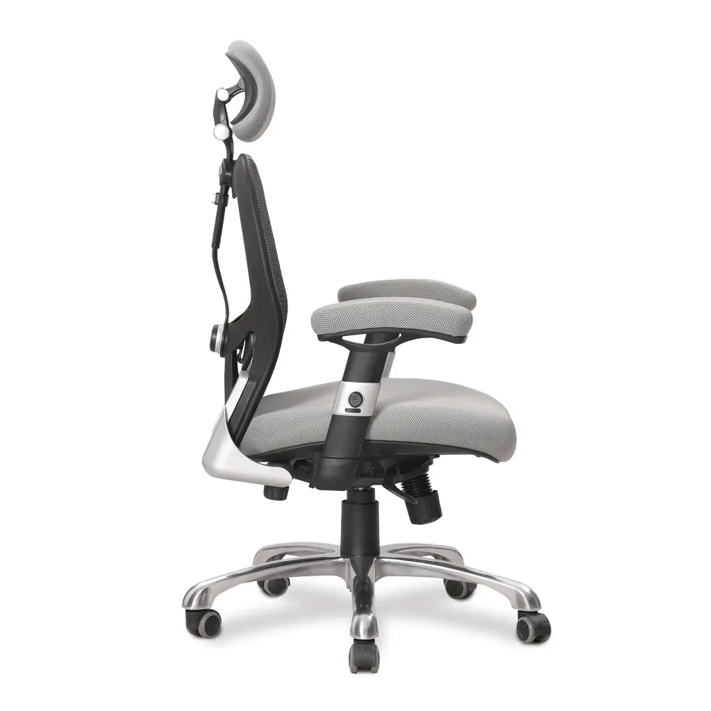 Nautilus Designs Ergo Luxury High Back Ergonomic Mesh Executive Operator Office Chair Grey - Certified for 24 Hour Use - DPA/ERGO/GY