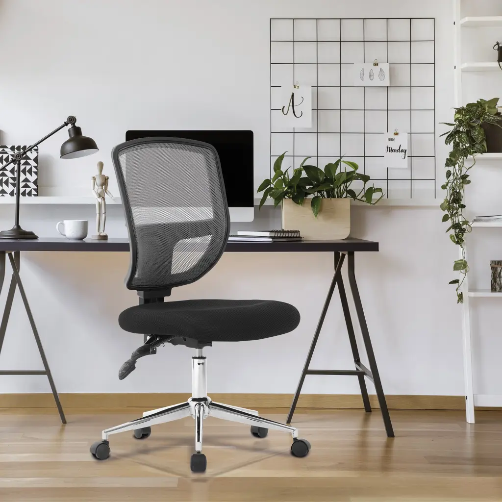 Nautilus Designs Nexus Designer Medium Back Two Tone Mesh Operator Office Chair With Sculptured Lumbar & Spine Support No Arms Black - BCM/K512/BK