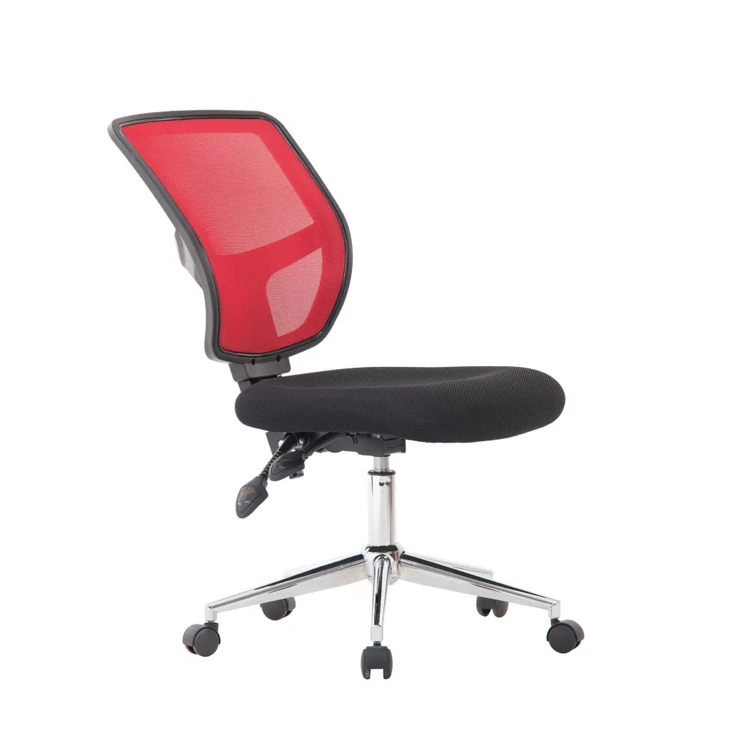 Nautilus Designs Nexus Designer Medium Back Two Tone Mesh Operator Office Chair With Sculptured Lumbar & Spine Support No Arms Red - BCM/K512/RD