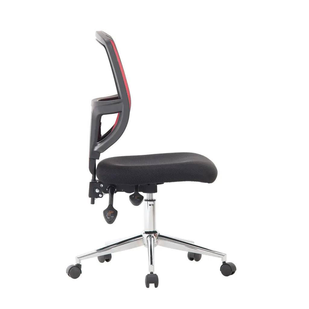 Nautilus Designs Nexus Designer Medium Back Two Tone Mesh Operator Office Chair With Sculptured Lumbar & Spine Support No Arms Red - BCM/K512/RD