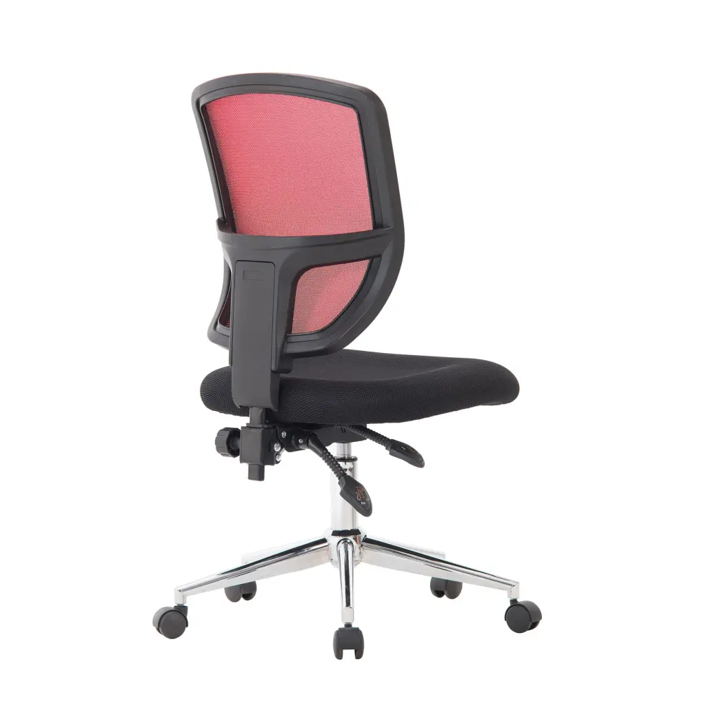 Nautilus Designs Nexus Designer Medium Back Two Tone Mesh Operator Office Chair With Sculptured Lumbar & Spine Support No Arms Red - BCM/K512/RD