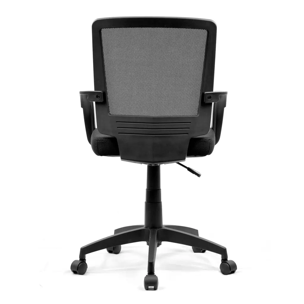 Nautilus Designs Beta Medium Back Mesh Task Office Chair With Contoured Back & Upholstered Black Fabric Seat and Fixed Arms Black - BCM/F600/BK