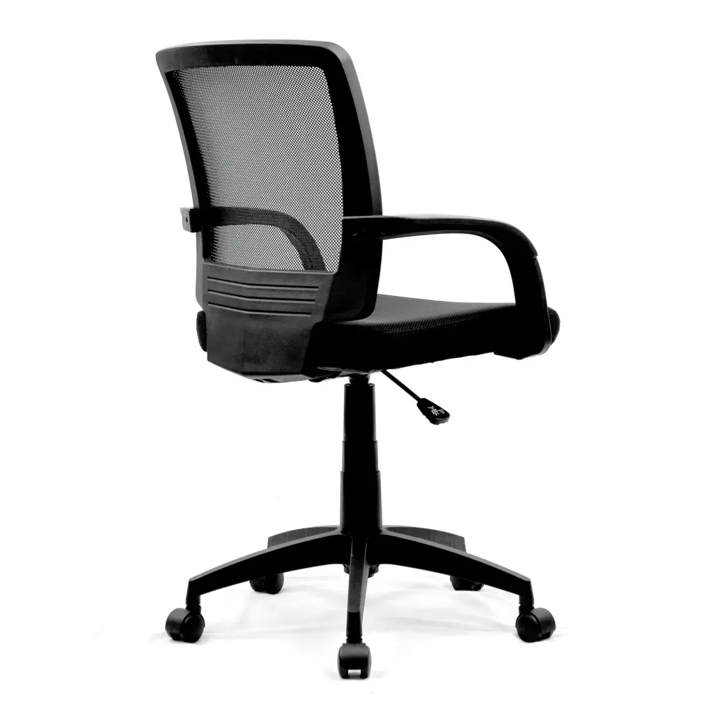 Nautilus Designs Beta Medium Back Mesh Task Office Chair With Contoured Back & Upholstered Black Fabric Seat and Fixed Arms Black - BCM/F600/BK