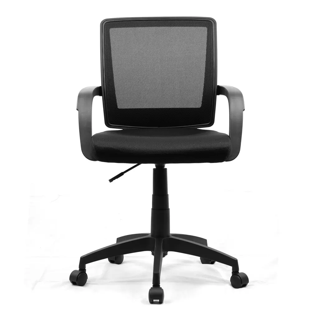 Nautilus Designs Beta Medium Back Mesh Task Office Chair With Contoured Back & Upholstered Black Fabric Seat and Fixed Arms Black - BCM/F600/BK