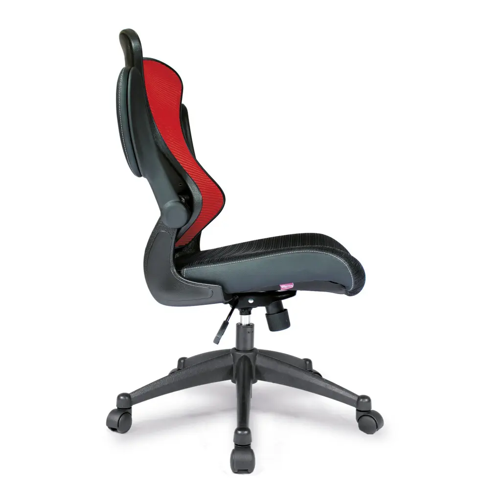 Nautilus Designs Mercury 2 High Back Mesh Executive Office Chair With AIRFLOW Fabric Seat and Folding Arms Red - BCM/L1304/RD