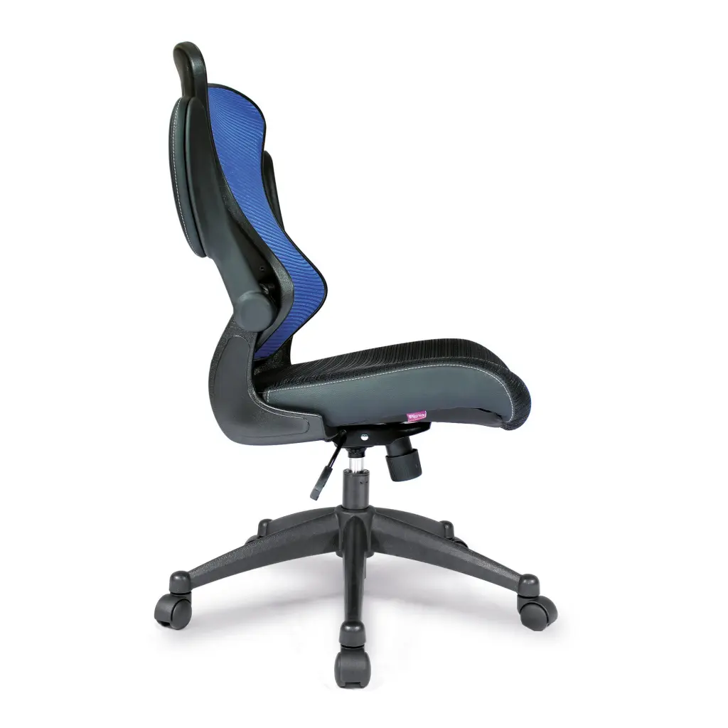 Nautilus Designs Mercury 2 High Back Mesh Executive Office Chair With AIRFLOW Fabric Seat and Folding Arms Blue - BCM/L1304/BL