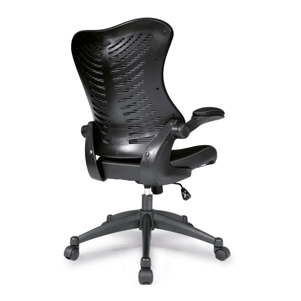 Nautilus Designs Mercury 2 High Back Mesh Executive Office Chair With AIRFLOW Fabric Seat and Folding Arms Black - BCM/L1304/BK