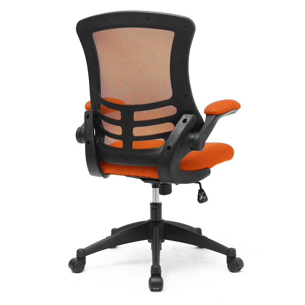 Nautilus Designs Luna Designer High Back Mesh Orange Task Operator Office Chair With Folding Arms and Black Shell - BCM/L1302/OG