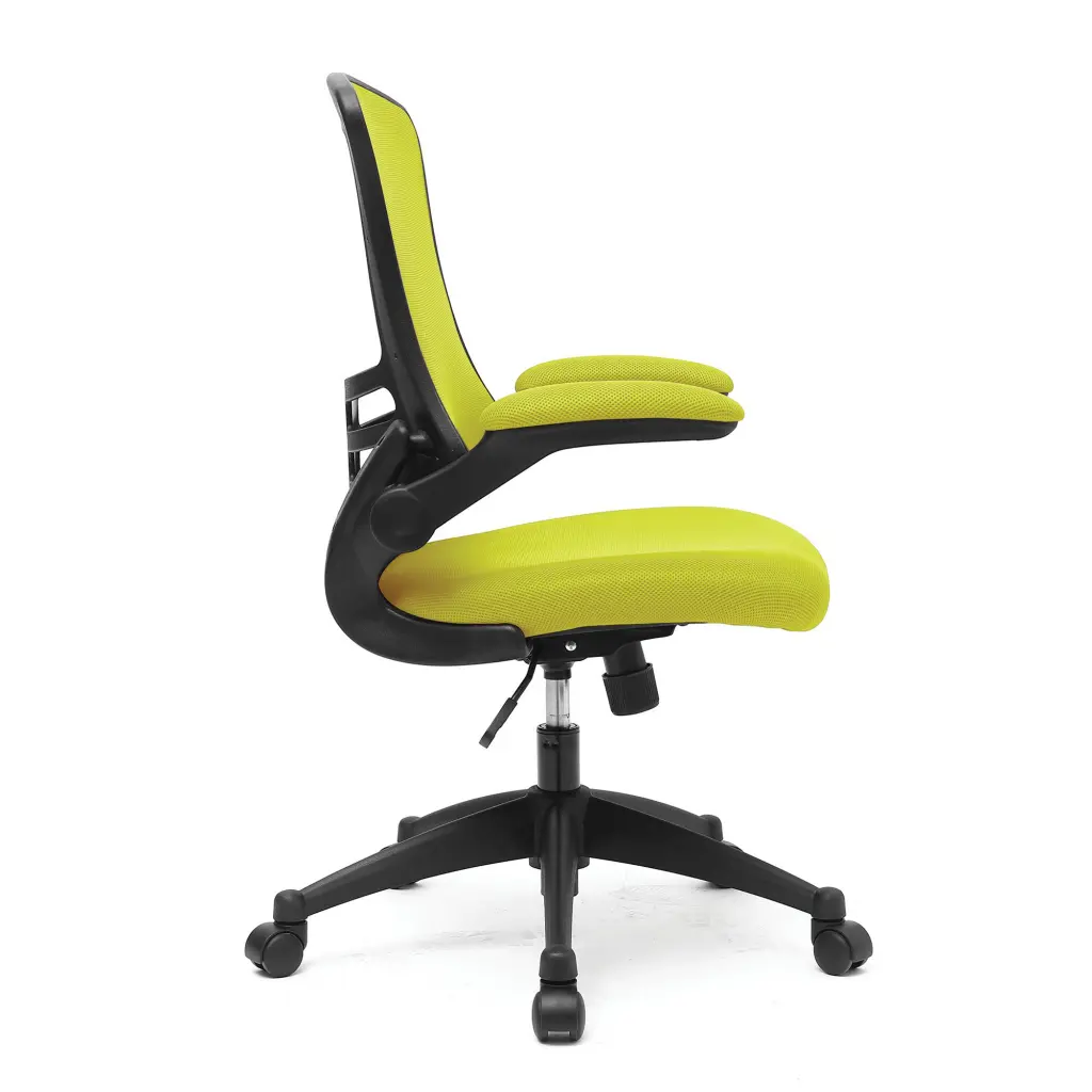 Nautilus Designs Luna Designer High Back Mesh Green Task Operator Office Chair With Folding Arms and Black Shell - BCM/L1302/GN