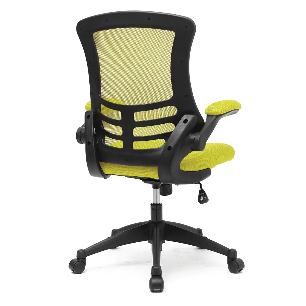 Nautilus Designs Luna Designer High Back Mesh Green Task Operator Office Chair With Folding Arms and Black Shell - BCM/L1302/GN