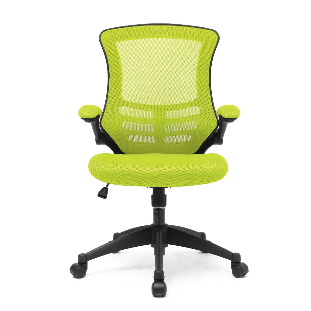 Nautilus Designs Luna Designer High Back Mesh Green Task Operator Office Chair With Folding Arms and Black Shell - BCM/L1302/GN